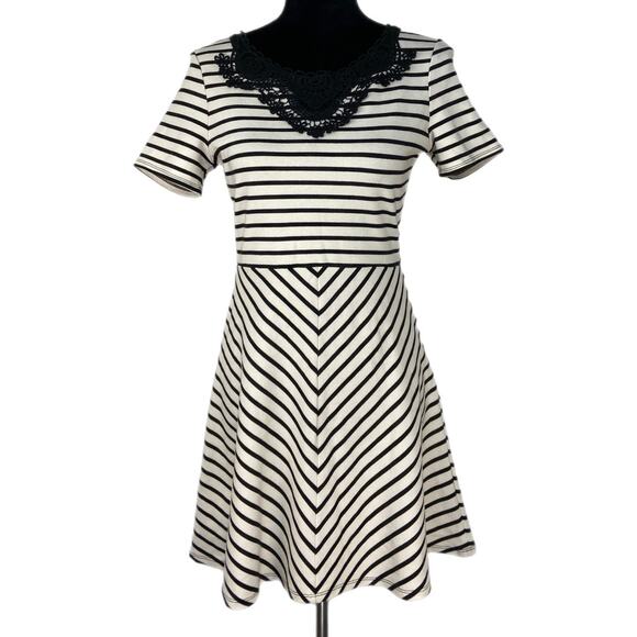 Nautical Stripe Crochet Detail Fit and Flare Dress - Women's Size S - Picture 1 of 6
